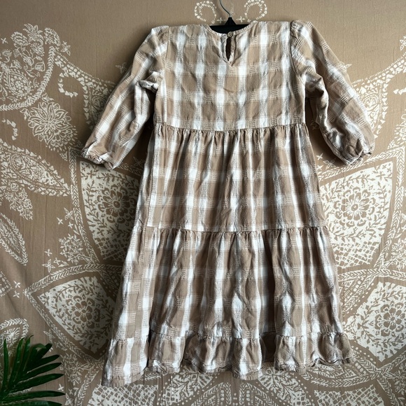 Rylee + Cru Tan Plaid Kids Casual Dress - Picture 4 of 4